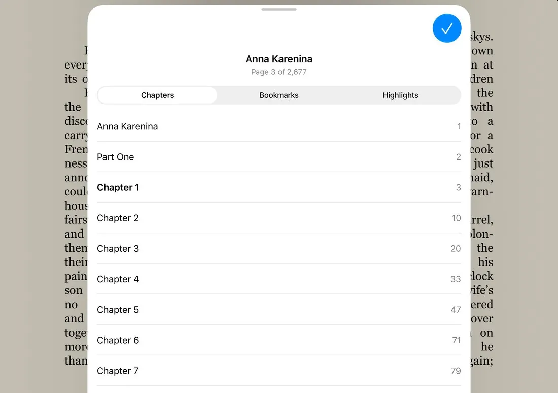 Qelivon on iPhone Duo, landscape: contents and bookmarks