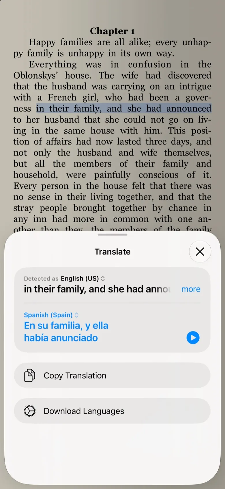 Translate selected text