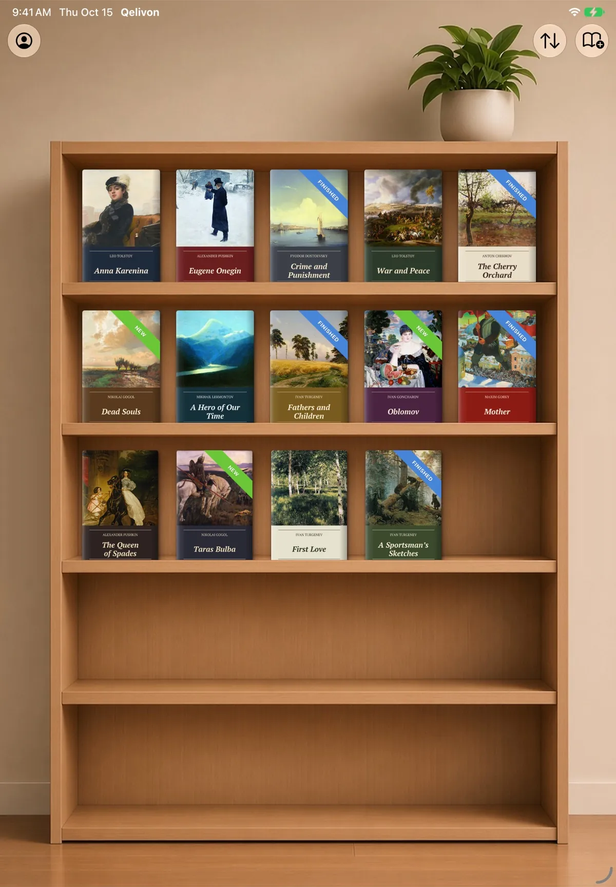 Qelivon shelf on iPad